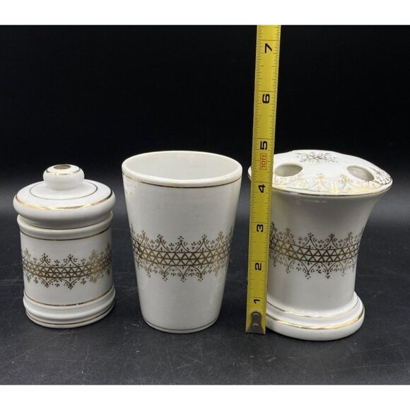 MCM Nasco Japan Apothecary Vanity Set 3 Hollywood Regency Gold Trim - Picture 8 of 16